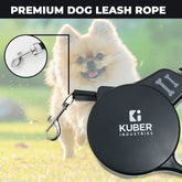 Kuber Industries Retractable Dog and Dog Chest Harness with Nylon Leash | No Pull, Soft Padded and Breathable Dog Vest I Adjustable, Reflective I Easy Control Dog Retractable Leash (Black, Large)